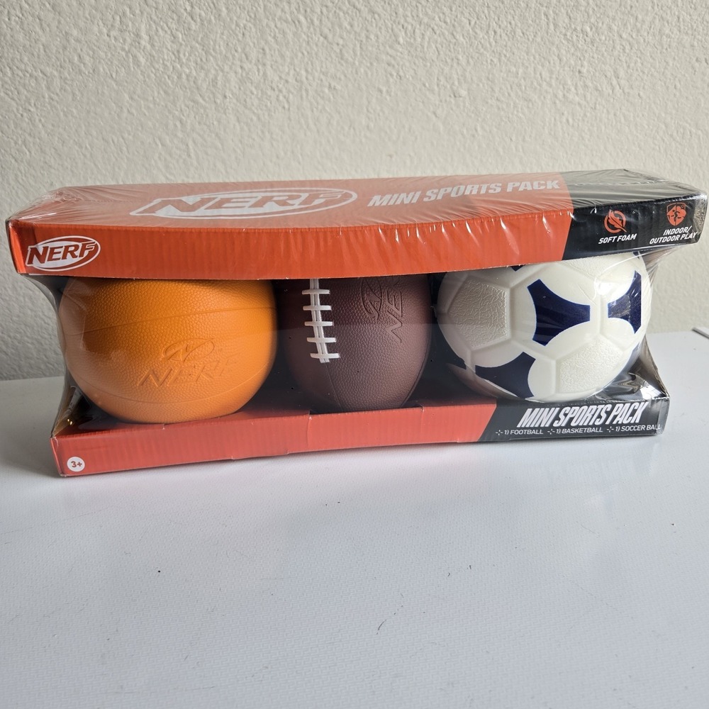 New Nerf Pro Shop Mini Sports Pack Basketball Football Soccer Ball Foam Balls AW